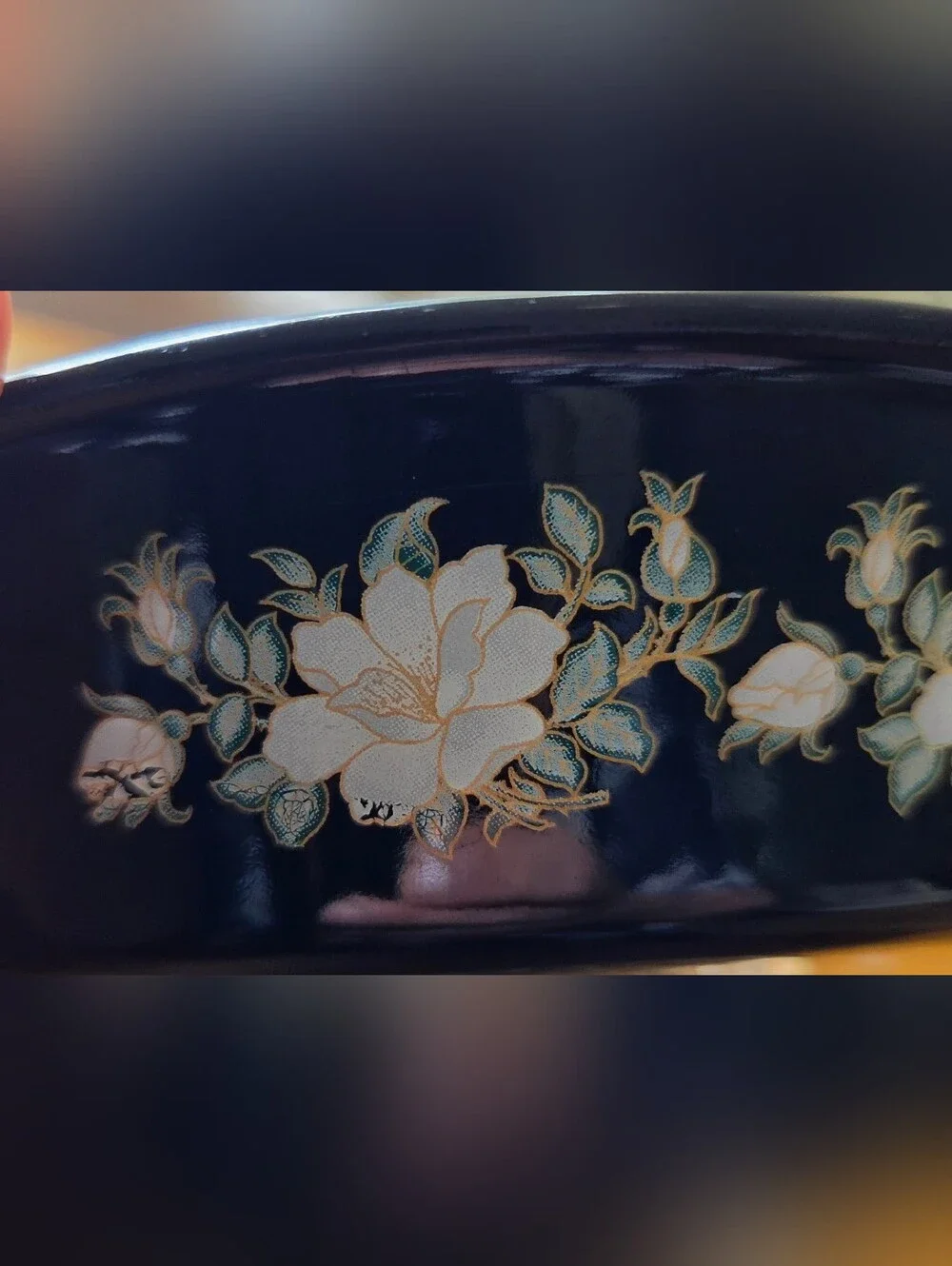 Vintage Enamelware Pie Pans Set of 2 Black Floral Rose Cottagecore